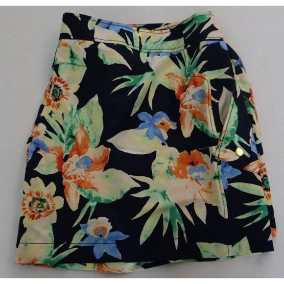Lauren Ralph Lauren 637675 Women's Plus Sz 18 Navy Floral Shantung Shorts $145 - Picture 6 of 7